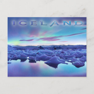 Northern Lights over Jokulsarlon lake, Island Postkarte