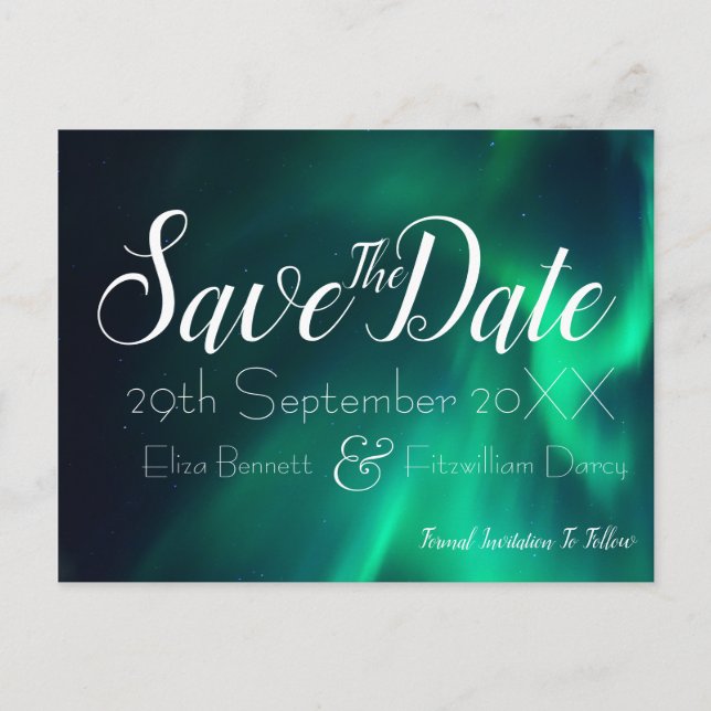 Northern Lights Save the Date Postcard Postkarte (Vorderseite)