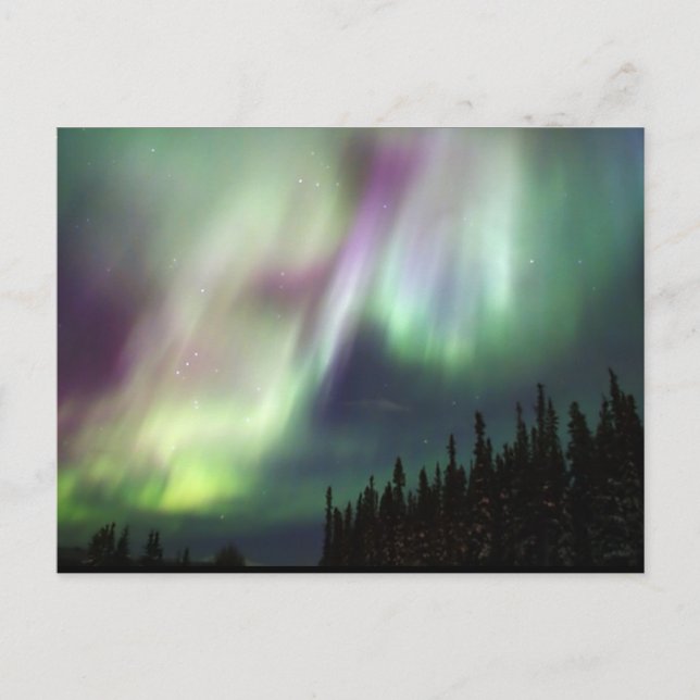 Northern Lights Sky Peace Liebe Winterfoto Postkarte (Vorderseite)