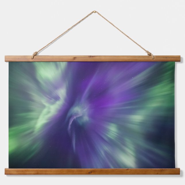 Northern Lights Sky Wandteppich Mit Holzrahmen (Vorne)