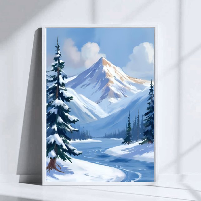 Northern Peaks | Winter Mountain Landscape Painted Poster (Von Creator hochgeladen)
