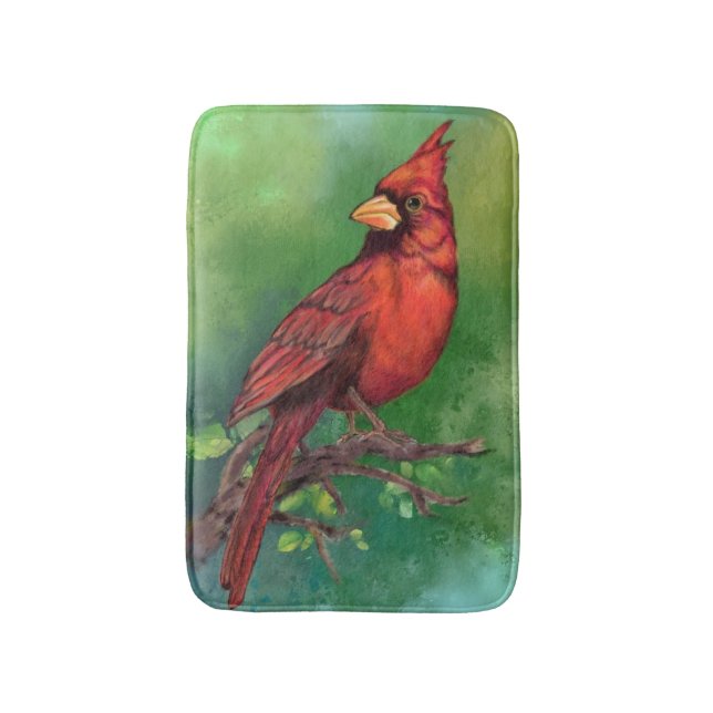 Northern Red Cardinal Bird Bath Mat Badematte (Vorderseite Vertikal)
