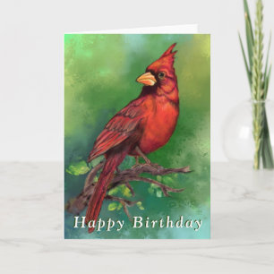 Northern Red Kardinal Birthday Card Karte