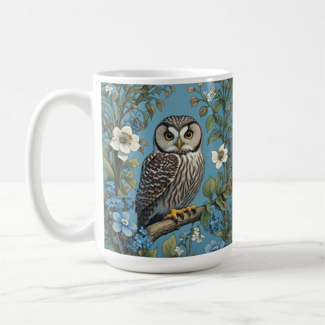 Northern Saw-Whet Owl William Morris Inspiriert Kaffeetasse (Links)