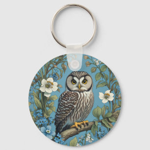 Northern Saw-Whet Owl William Morris Inspiriert Schlüsselanhänger
