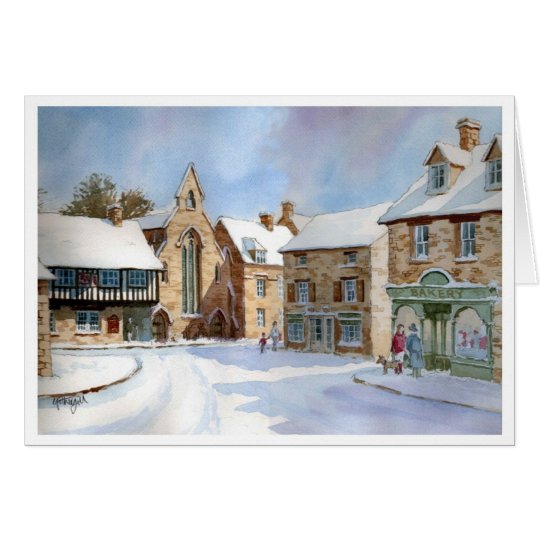 Northleach Marktplatz im Schnee Karte