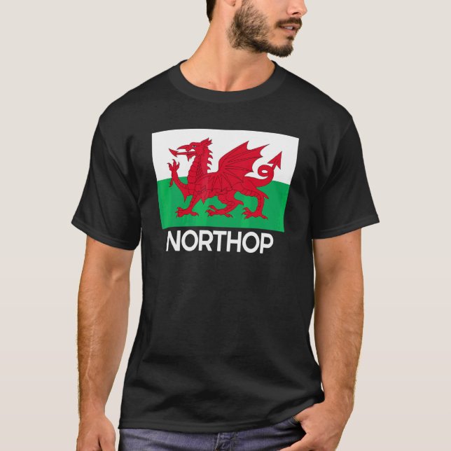 Northop Wales Welsh Flag Baner Y Ddraig Goch T-Shirt (Vorderseite)