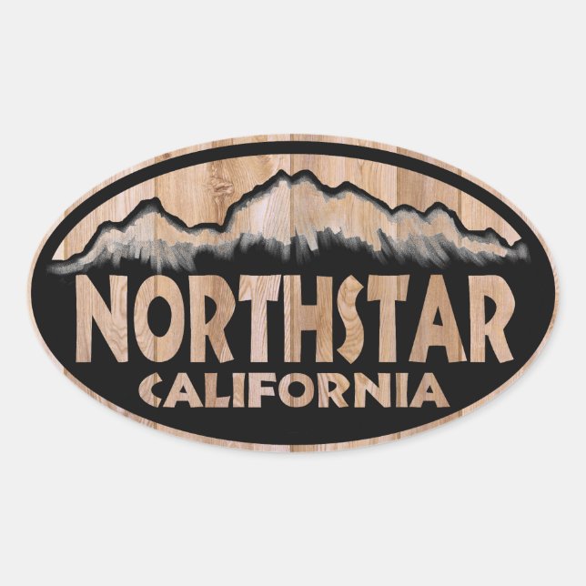 Northstar Kalifornien hölzerne Ovaler Aufkleber (Vorderseite)