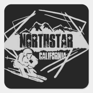 Northstar Kalifornien schwarze Ski-Logoaufkleber Quadratischer Aufkleber