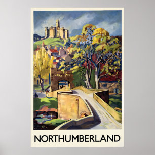 Northumberland England Reiseplakat Vintage Poster