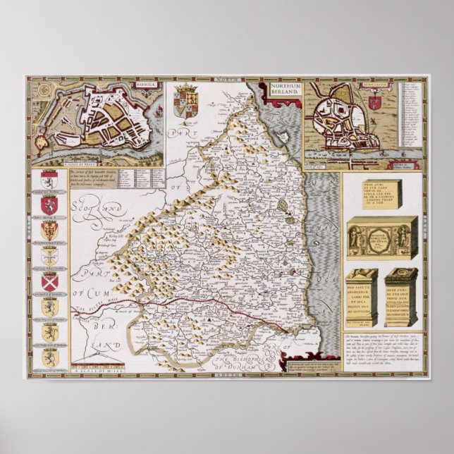 Northumberland, Gravur von Jodocus Hondius Poster (Vorne)