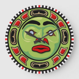 Northwest Coast Native American Mask Clock Design Große Wanduhr