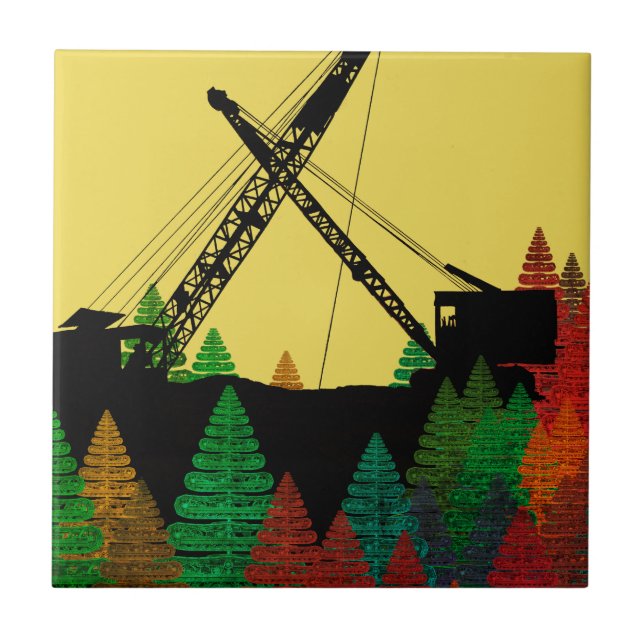 Northwest Crawler Crane in Track Fantasy Art Fliese (Vorderseite)