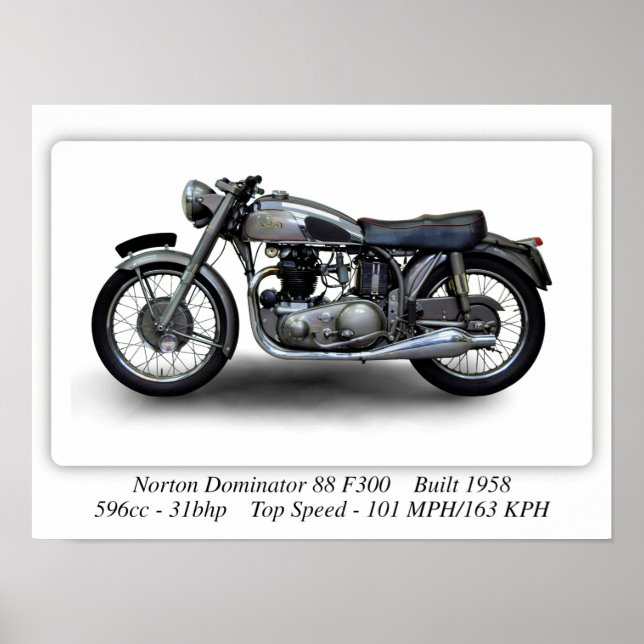 Norton Dominator 88 F300 Motorrad - A3-Größe Poster (Vorne)