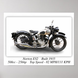 Norton ES2 Motorrad - A3-großes Druckposter Poster