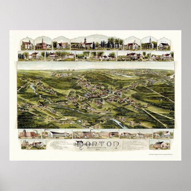 Norton, MA Panorama Karte - 1891 Poster (Vorne)