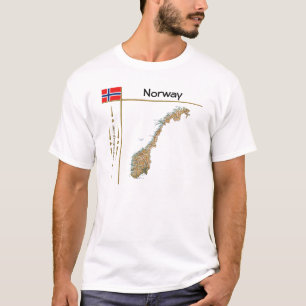 Norvège Carte + Indicateur + Titre T-shirt