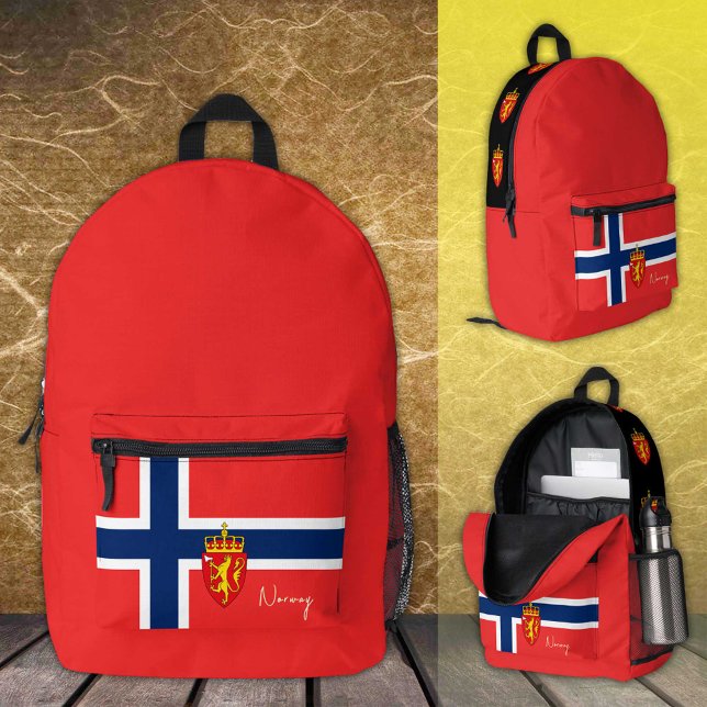 Norvège, sac à dos rouge, drapeau norvégien / patr (Créateur téléchargé)