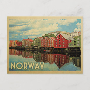 Norvège Vintage voyage de carte postale