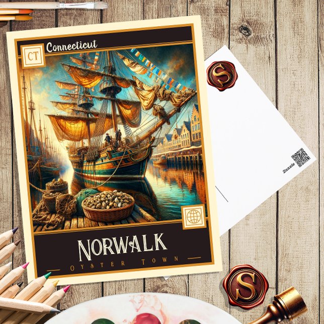 Norwalk, Connecticut | Carte postale Vintage (Créateur téléchargé)