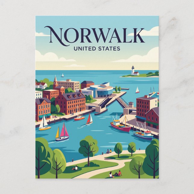Norwalk Connecticut Postkarte (Vorderseite)