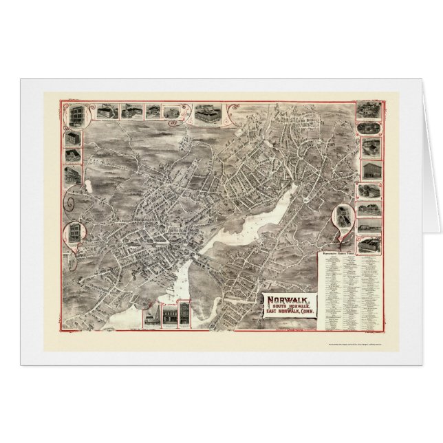 Norwalk, panoramische Karte CT - 1899 (Vorderseite (Horizontal))