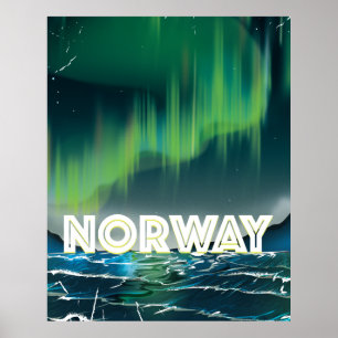 Norway Aurora Northern Lights Travel Poster