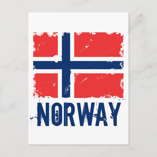 NORWAY FLAG DISTRESSEED POSTKARTE (Vorderseite)