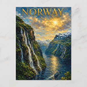 Norway: Majestic Fjord Sunset Art Souvenir Postkarte