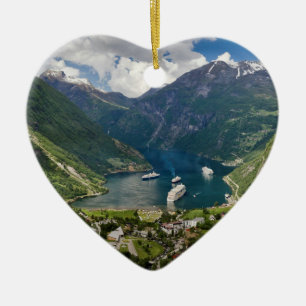 Norwegen-Ansicht zu Geiranger von Flydalsjuvet Keramik Ornament