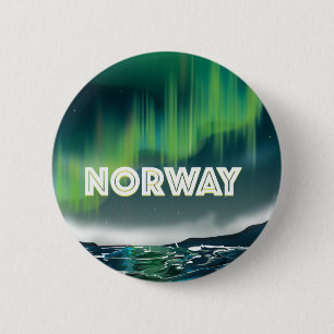 Norwegen Aurora Northern Lights Travel Poster Button