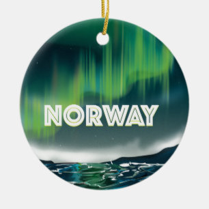 Norwegen Aurora Northern Lights Travel Poster Keramikornament