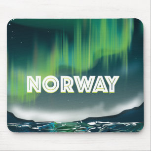 Norwegen Aurora Northern Lights Travel Poster Mousepad