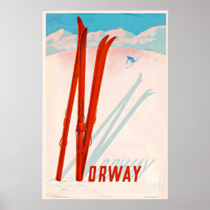 Norwegen Berge Skigebiet Wintersport Skifahren Vin Poster