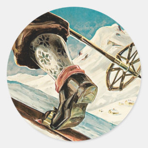 Norwegen ~ das Zuhause des Skifahrens Runder Aufkleber