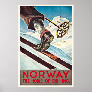 Norwegen Das Zuhause Des Skis Wintersport Skifahre Poster