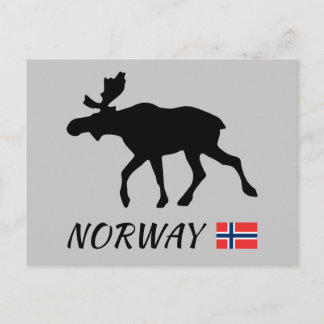 Norwegen - Elch und Flagge Postkarte