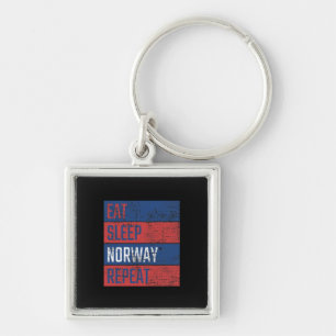 Norwegen - Essen Schlaf Norwegen Wiederholen Schlüsselanhänger