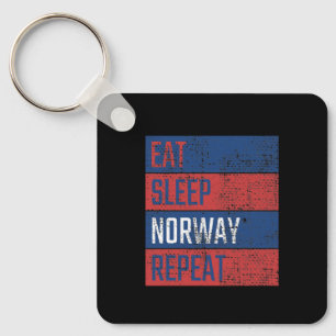 Norwegen - Essen Schlaf Norwegen Wiederholen Schlüsselanhänger
