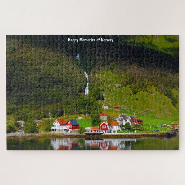 Norwegen Fjord Wasserfall Skandinavien. Jigsaw Puz (Horizontal)