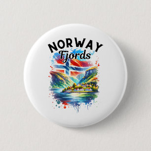 Norwegen Fjorde Kreuzfahrt Norwegische Flagge Skan Button