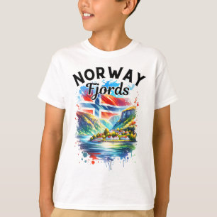 Norwegen Fjorde Kreuzfahrt Norwegische Flagge Skan T-Shirt