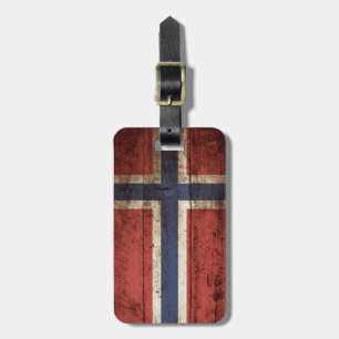 Norwegen-Flagge auf altem hölzernem Korn Gepäckanhänger