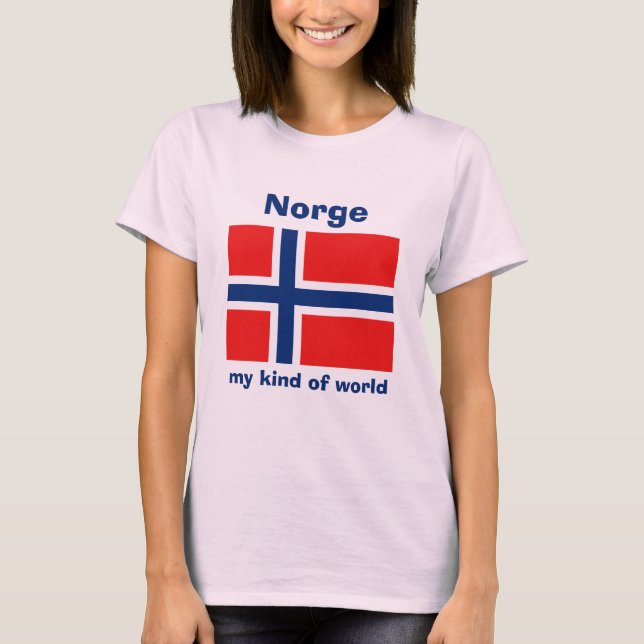 Norwegen-Flagge + Karte + Text-T - Shirt (Vorderseite)