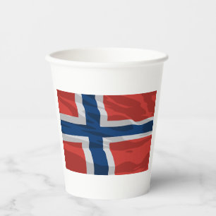 Norwegen Flagge rot und blau Pappbecher