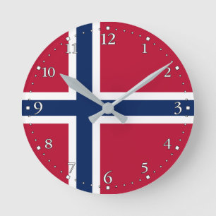 Norwegen-Flagge Runde Wanduhr