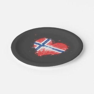 Norwegen-Flaggen-Glänzen schön Pappteller