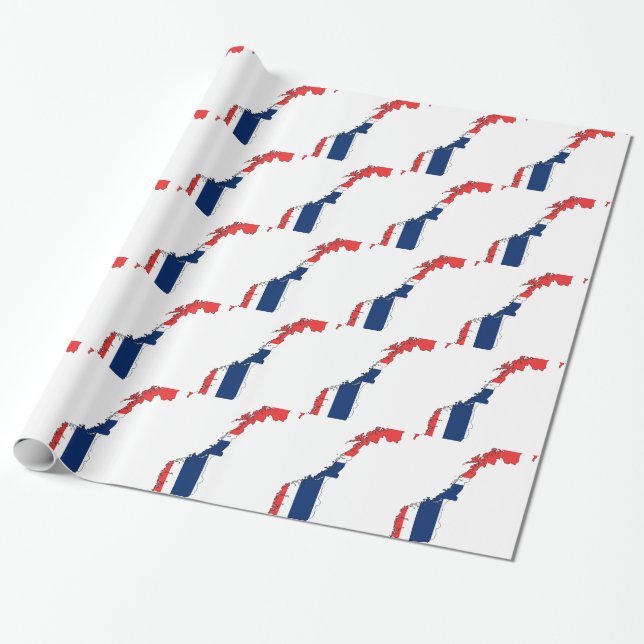 Norwegen-Flaggen-Karte Geschenkpapier (Ungerollt)