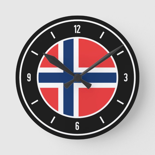 Norwegen-FlaggenElegant Runde Wanduhr (Vorderseite)