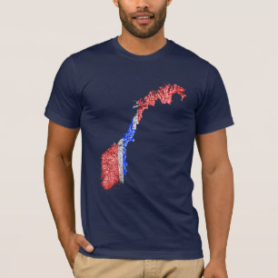 Norwegen Flaggenfarben Karte T-Shirt